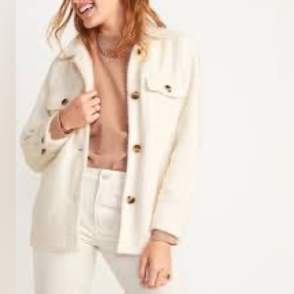 OLD NAVY SOFT-BRUSHED UTILITY  SHACKET, IVORY PEARL WOMENS SIZE M.
